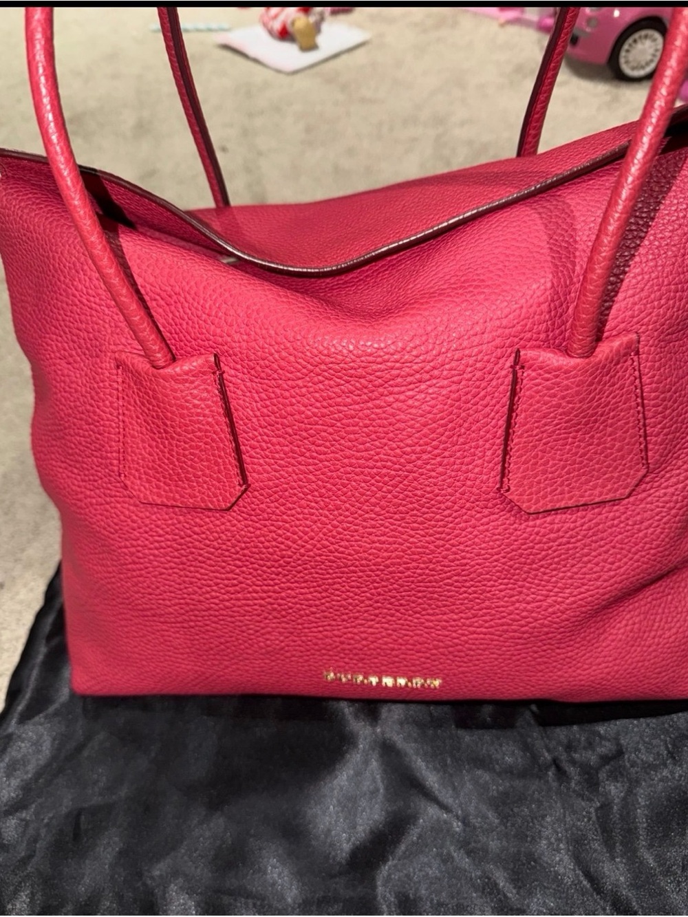 COA included gorgeous Burberry Hot Pink Pebbled Leather Tote